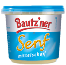 Bautzner mittelscharfer Senf im 200ml Becher mit blauem Deckel